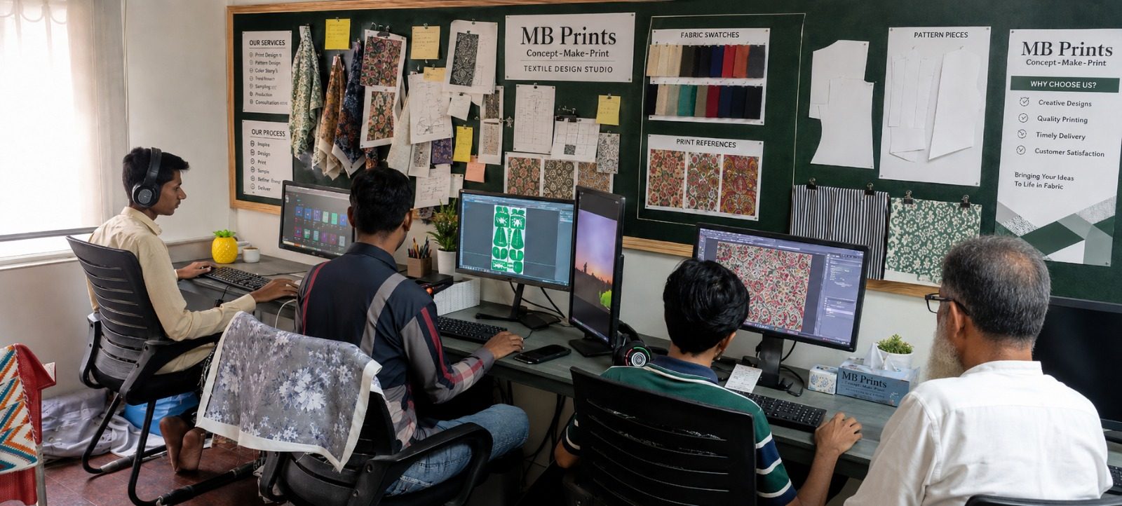 Yehwo designers preparing artwork on screen